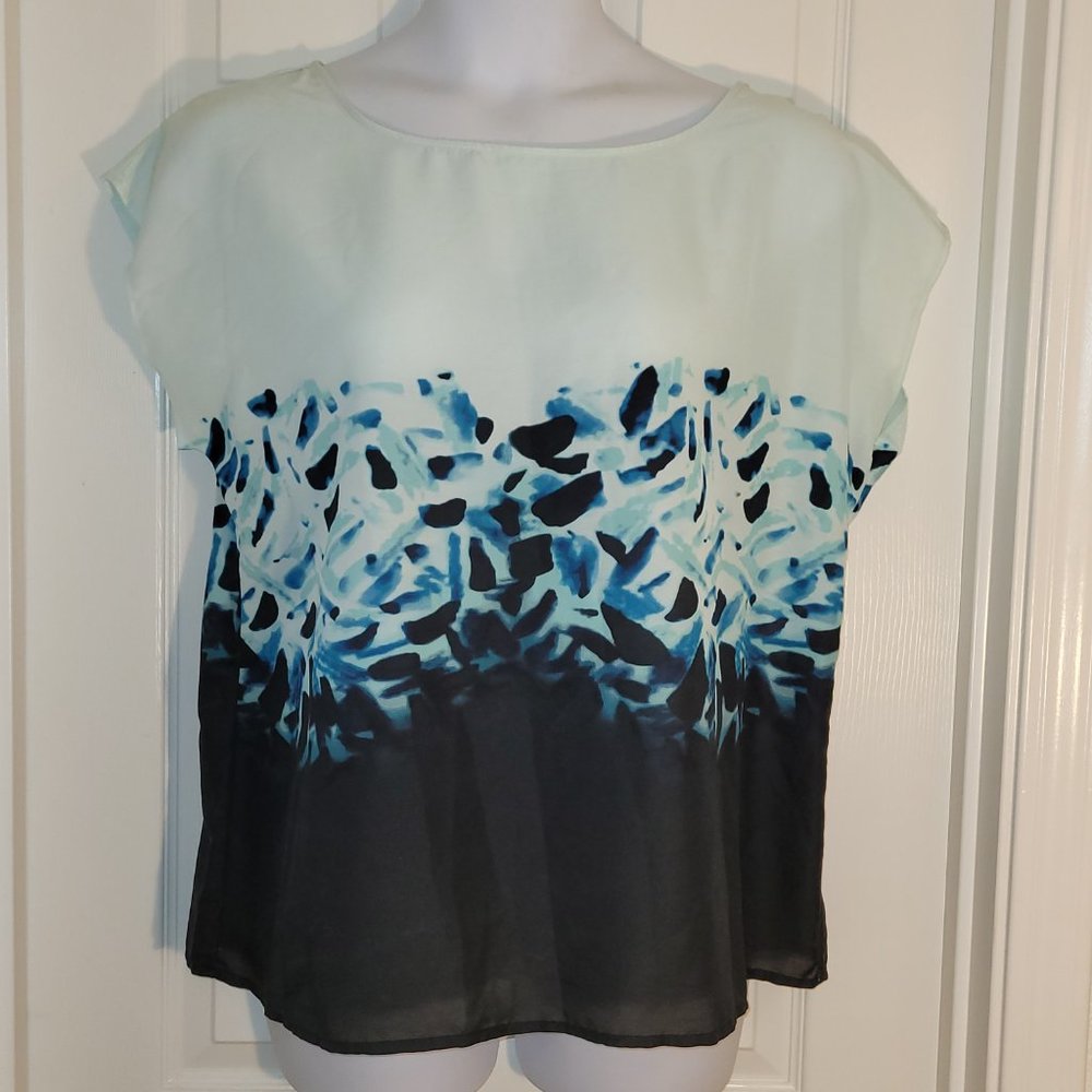 a.n.a.Cap Sleeve Top Blue and White Size XL
